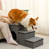 Portable Multi-Functional Foldable Dog Stairs with Storage and Condo Tektoty